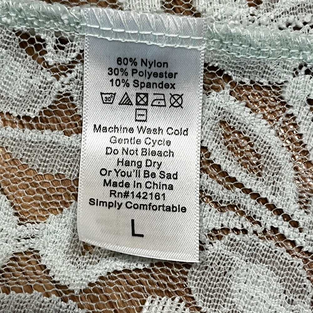 LuLaRoe Joy Mint Green Floral Lace Longline Duster Vest Cardigan L Festival Boh0 - Picture 6 of 9